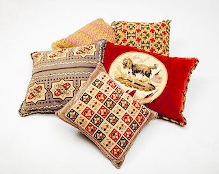 Five Needlework Pillows