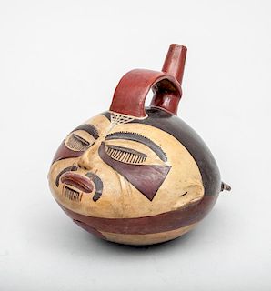 Pre-Columbian Style Pottery Head Vessel