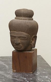 Khmer Sandstone Head