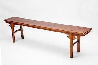 Chinese Carved Hardwood Long Bench
