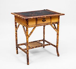 Chinese Bamboo and Lacquer Single-Drawer Side Table