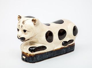 Chinese Glazed Pottery Cat-Form Pillow
