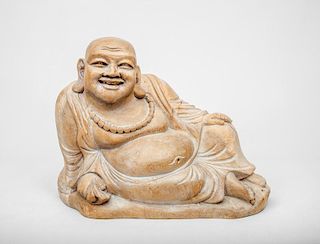 Modern Chinese Carved Wood Figure of Hotei