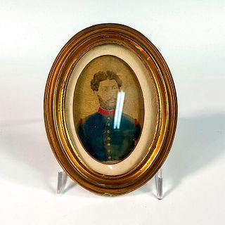 Early Painted Miniature Portrait of German Soldier