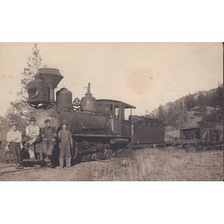 Vintage Black and White Train Postcard