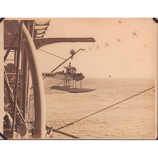 Vintage USS Langley Black and White Photo, Vought VE-7