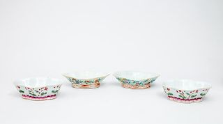Four Chinese Oblong Porcelain Lotus Form Dishes