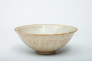 Sung Type Ivory and Grey Glazed Pottery Bowl