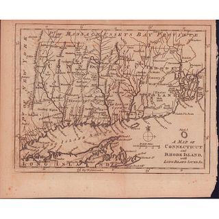 Antique Map of Connecticut and Rhode Island