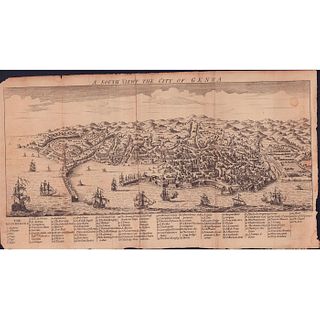 Antique Map, A South View of the City of Genoa