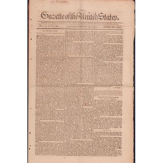 Gazette of the United States, Saturday, Jan. 14th, 1792