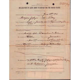 Antique United States Immigration Form