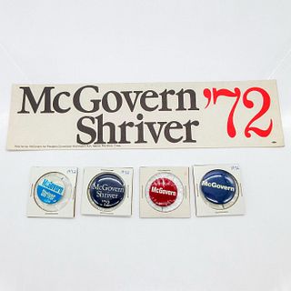 5pc Assortment of 1972 Political Campaign Buttons & Sticker