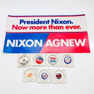 9pc Nixon Political Campaign Buttons, Pin & Stickers Set