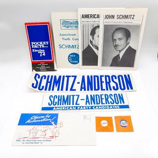 9pc 1972 Schmitz Nixon Campaign Buttons, Pins & Stickers Set