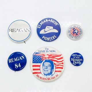 6pc Vintage Reagan & Bush Political Campaign Buttons