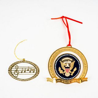 2pc Gilded Ornaments; White House Bicentennial + Music Notes