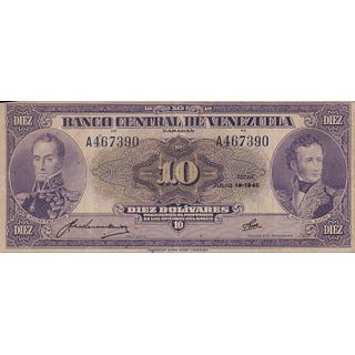Currency Note, Banco Central De Venezuela 10 Bolivares