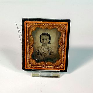 Antique Daguerreotype Photograph with Case, Little Girl