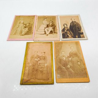 5pc Original Monochrome Cabinet Card Photos, Loving Couples