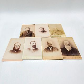 7pc Original Monochrome Cabinet Card Photos, Bearded Men