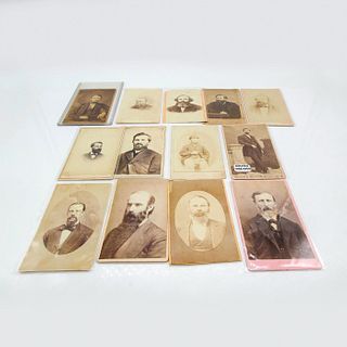 13pc Original Monochrome Cabinet Card Photos, Bearded Men