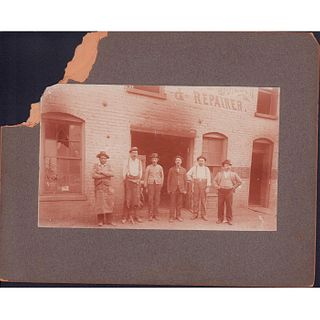 Antique Monochrome Photograph, Working Men Group Portrait