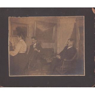 Antique Sepia Candid Group Photo on Board