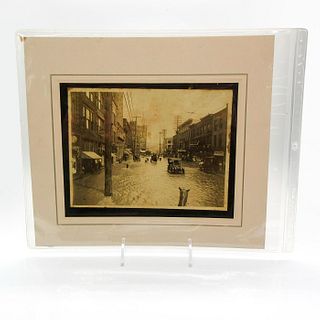 Vintage Monochrome Historical Photo, Flooded City Street