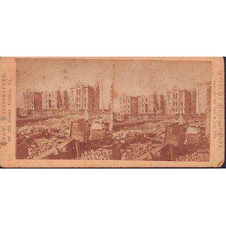 Antique Shaw Stereograph, Ruins of the Chicago Fire