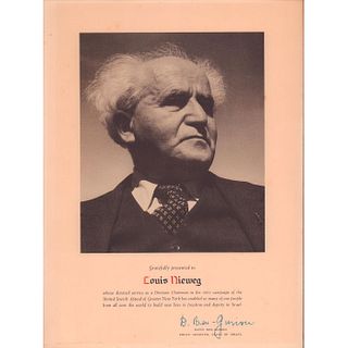 David Ben-Gurion Print Tribute to Louis Nieweg, Signed