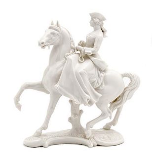 A Nymphenburg Blanc de Chine Figural Group, Height 8 3/4 inches.