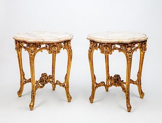Pair of Louis XV Style Giltwood Center Tables