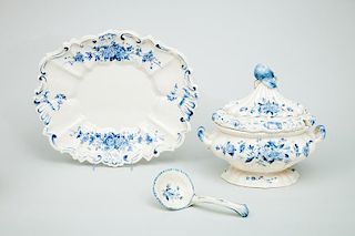 Richard Ginori Porcelain Tray in the "Italian Fruit" Pattern, Two Victorian Floral-Decorated Cake Plates and an Italian Majol