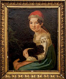 European School: Young Girl with Dog
