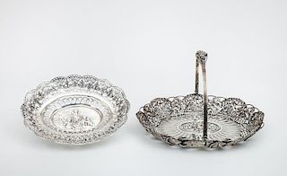 J.E. Caldwell & Co. Sterling Silver Sweetmeat Basket and a German 800 Silver Dish