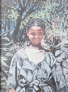 Evelyn Metzger African Child Portrait Oil on Panel