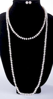 Pearl Necklaces & Earrings Trio