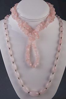 Rose Quartz Necklaces Pair