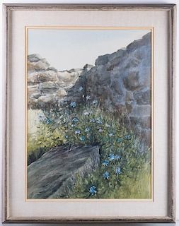 Ray Ellis "Chickory" Landscape Watercolor, Framed
