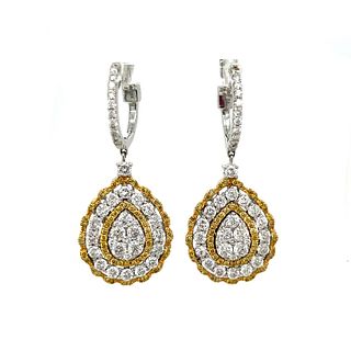 18k White & Yellow Diamond Earrings