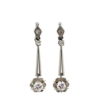 Art Deco Platinum Diamond Dangle Earring