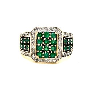 14k Emerald Diamond Ring