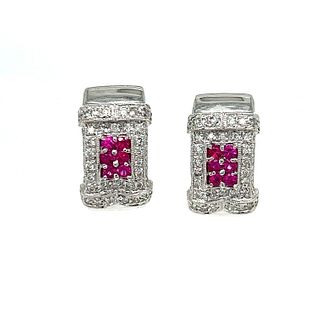14k Diamond Ruby Earrings