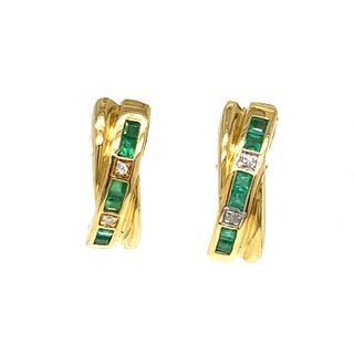 18k Emerald Diamond Earrings