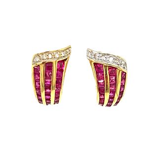 18k Ruby Diamond Earrings
