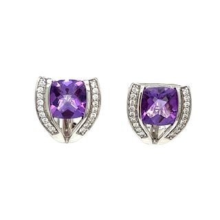 18k Amethyst Diamond Earrings