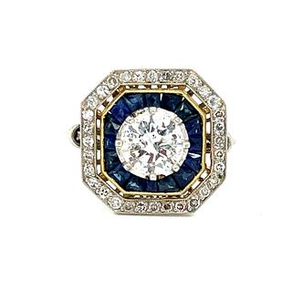 Platinum 18k Sapphire Diamond Ring