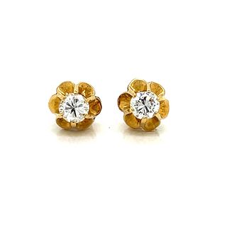 18k Art Nouveau Diamond Stud Earrings