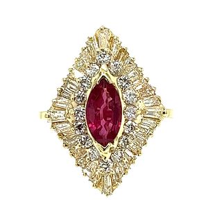 14k Diamond Ruby Ring